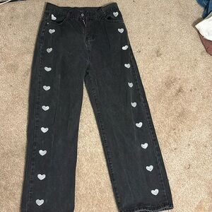women’s heart print jeans